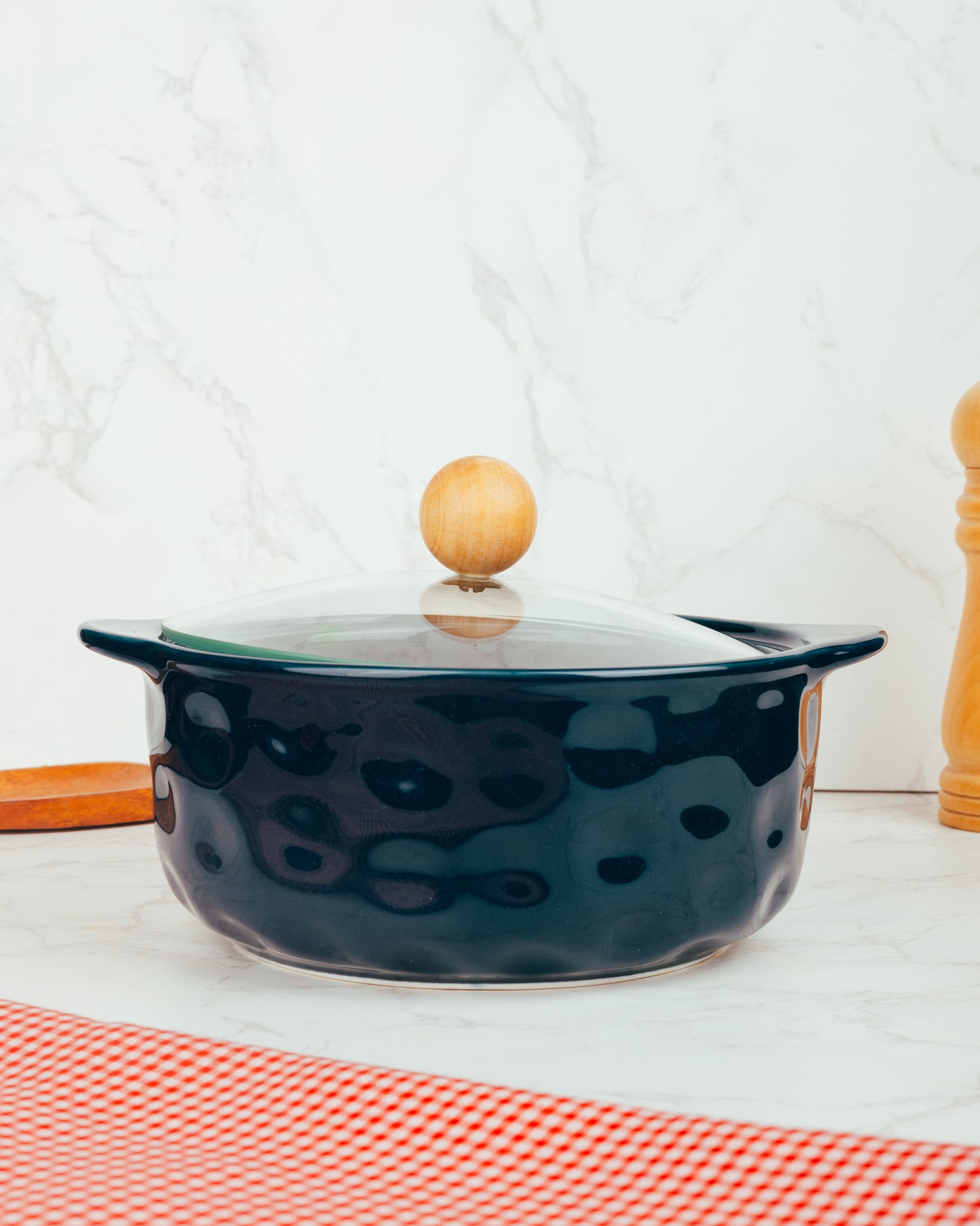 Midnight Dimple Ceramic Serving Bowl