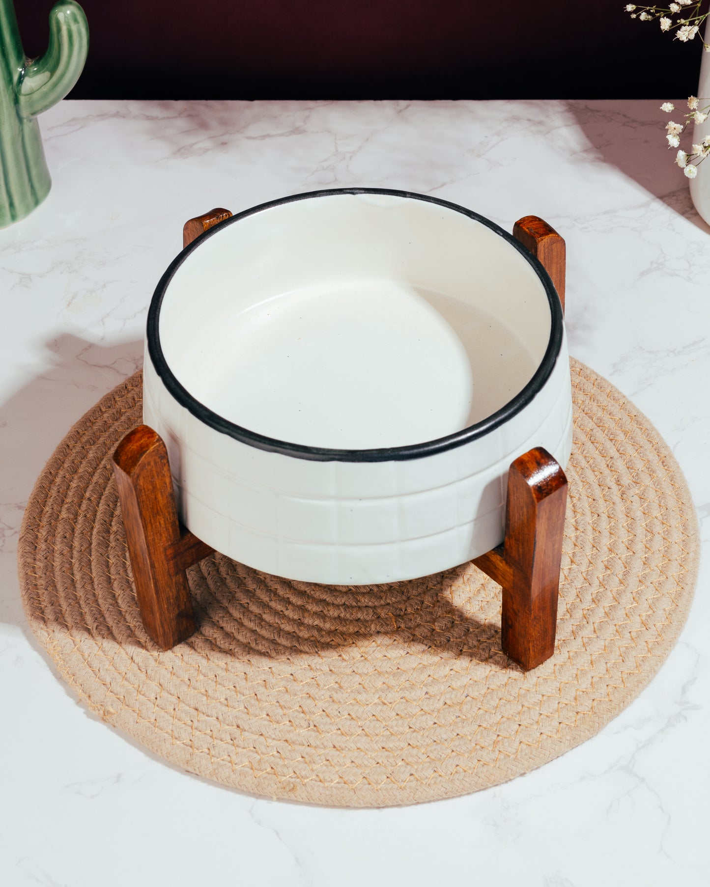 Mono Edge Serving Bowl with Wooden Stand