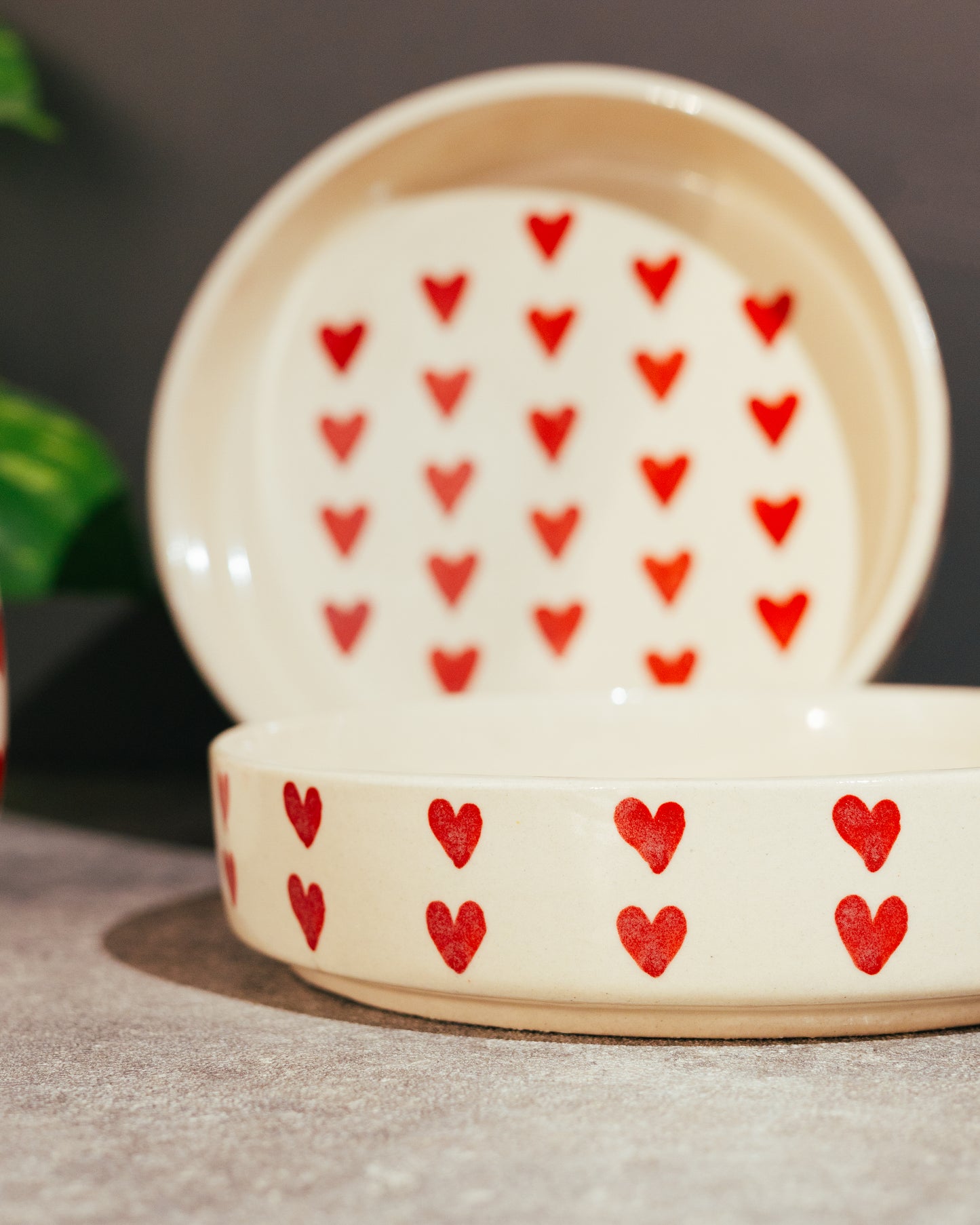 Crimson Hearts Ceramic Quarter Plates