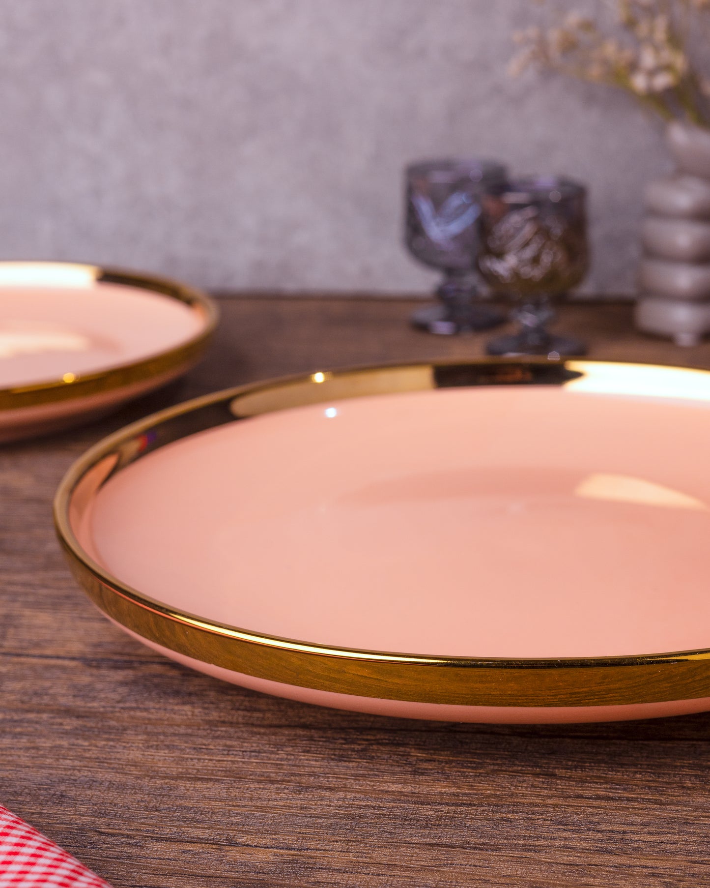 Blush Gold Rim Plate Set