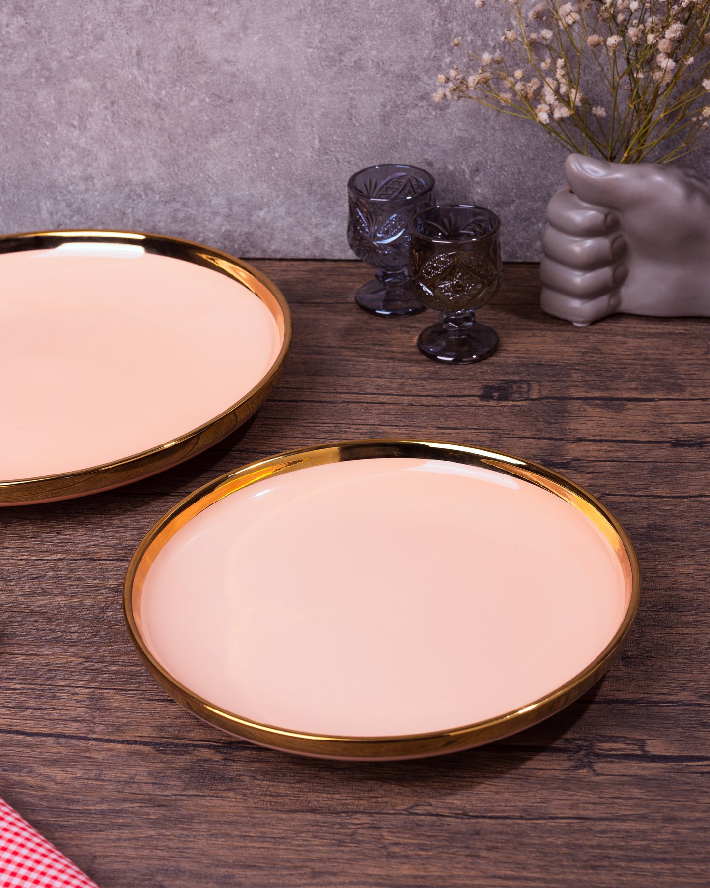 Blush Gold Rim Plate Set