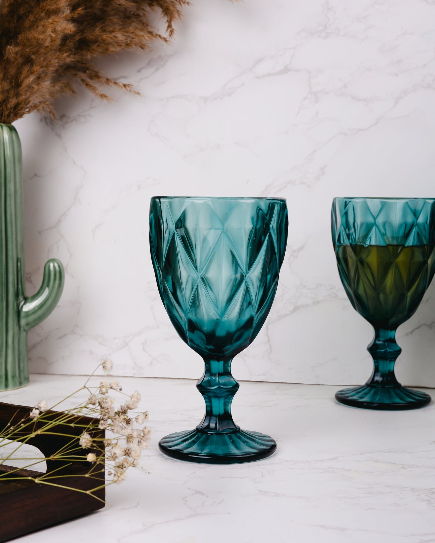 Vintage Etched Crystal Chalice Wine Glass